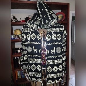 Unisex Black and White Alpaca Wool Jacket